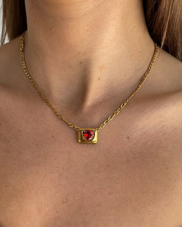 RUBY RED HEART NECKLACE GOLD - STUDIO JO STORE